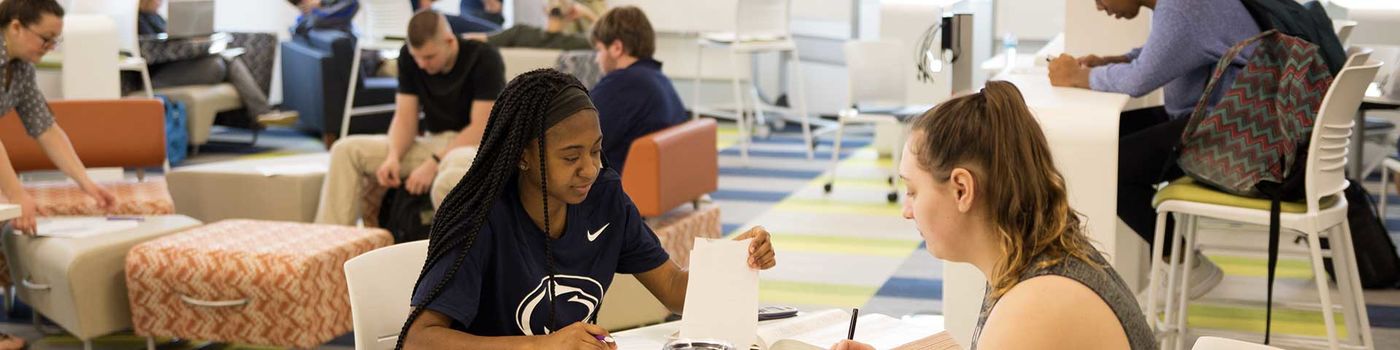 Students in the Student Success Center studying. 
